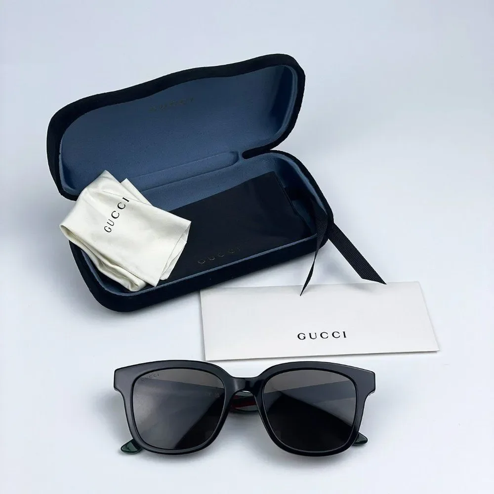 NEW Gucci GG0847SK 001 Black Green Grey Square Unisex Sunglasses